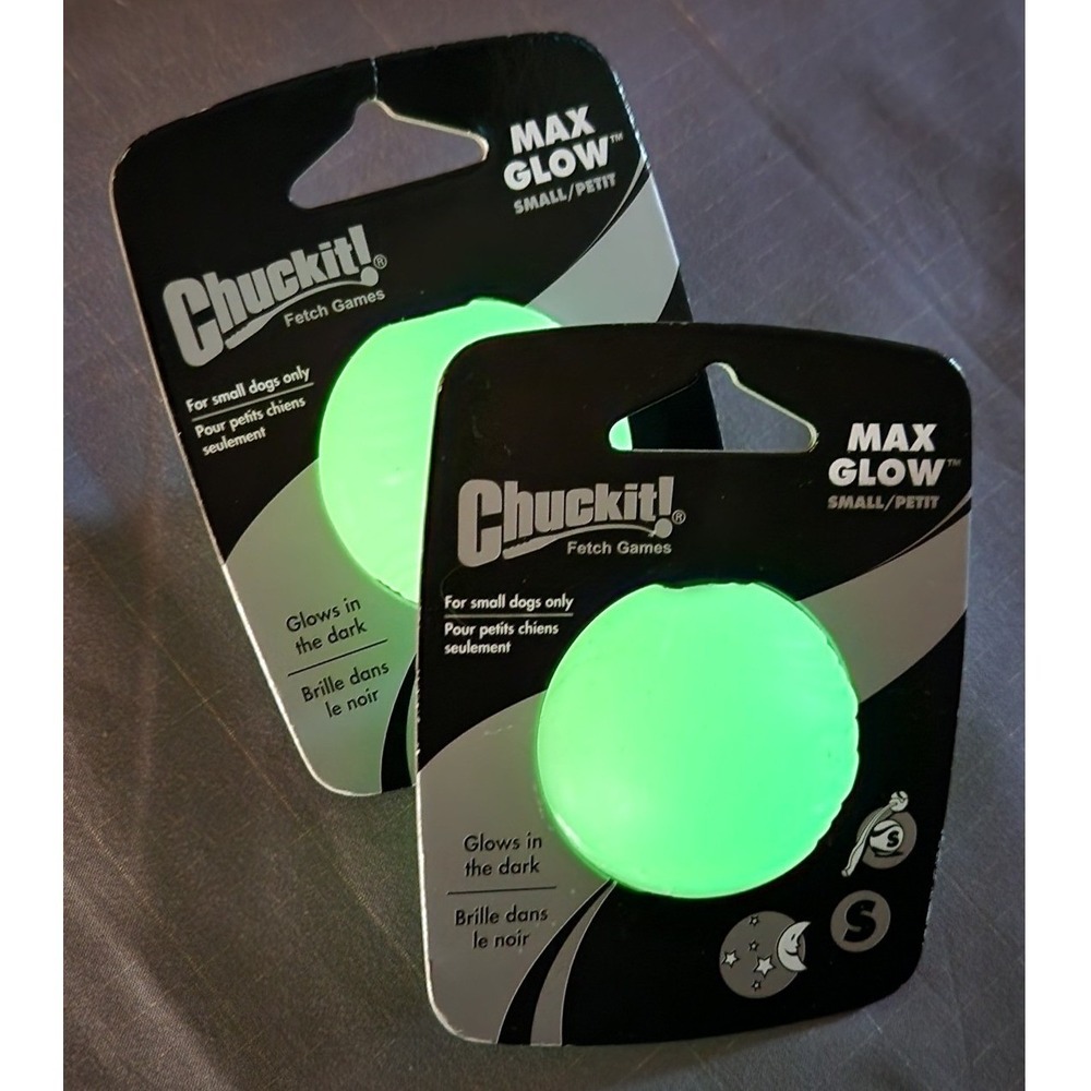 Chuckit! Max Glow in the Dark Fetch Dog Toy, Small - 2 Pack